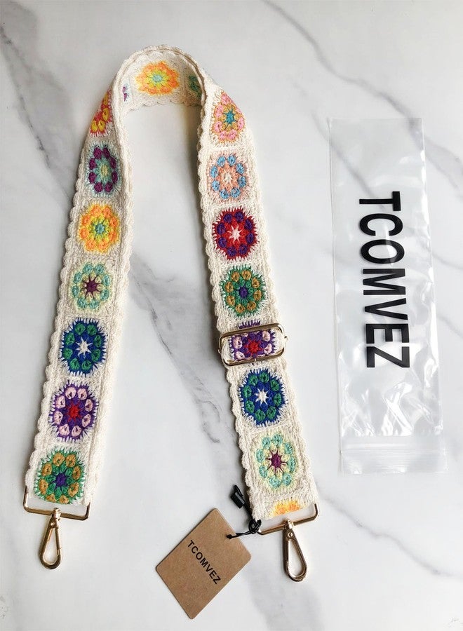 TCOMVEZ Purse Straps Replacement Crossbody for Handbags Crochet Flower Women Adjustable Bag Strap 2 inch Wide - Image 3